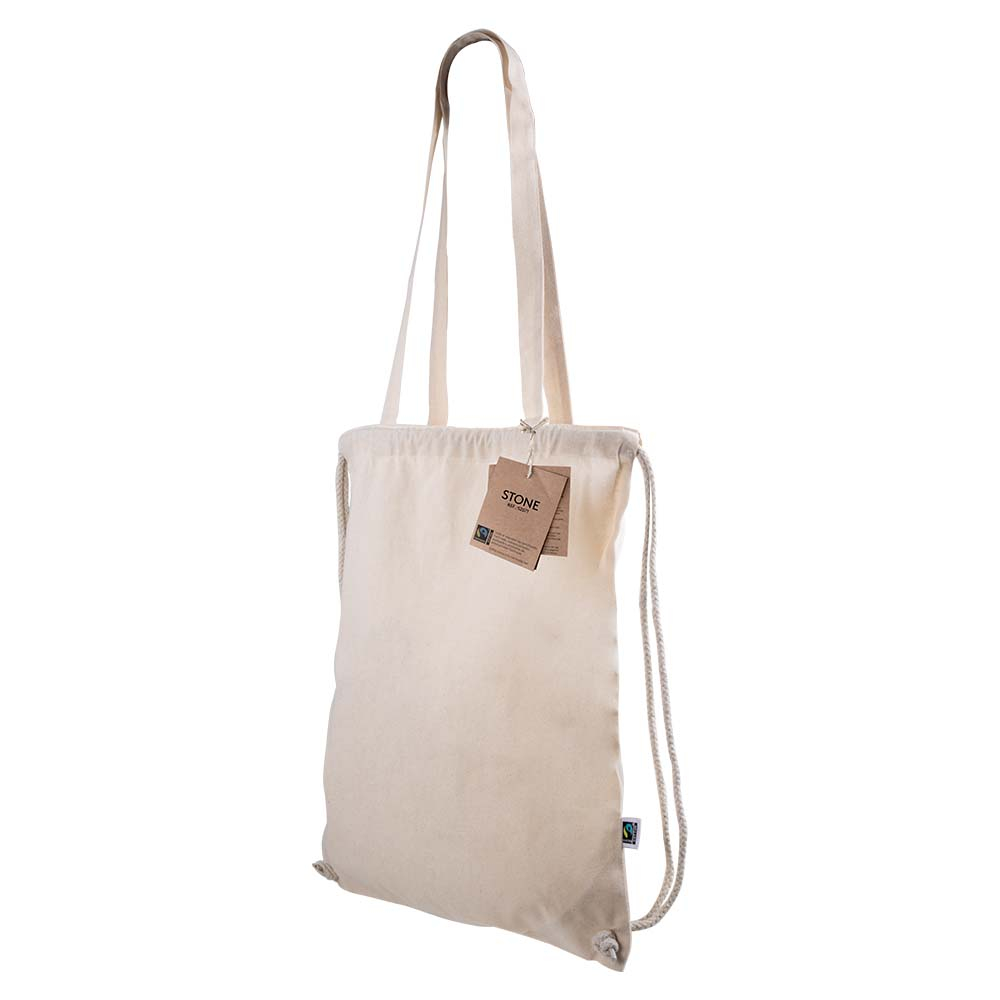 Sac 2 en 1 publicitaire coton Fair Trade 140 g - STONE petite étiquette